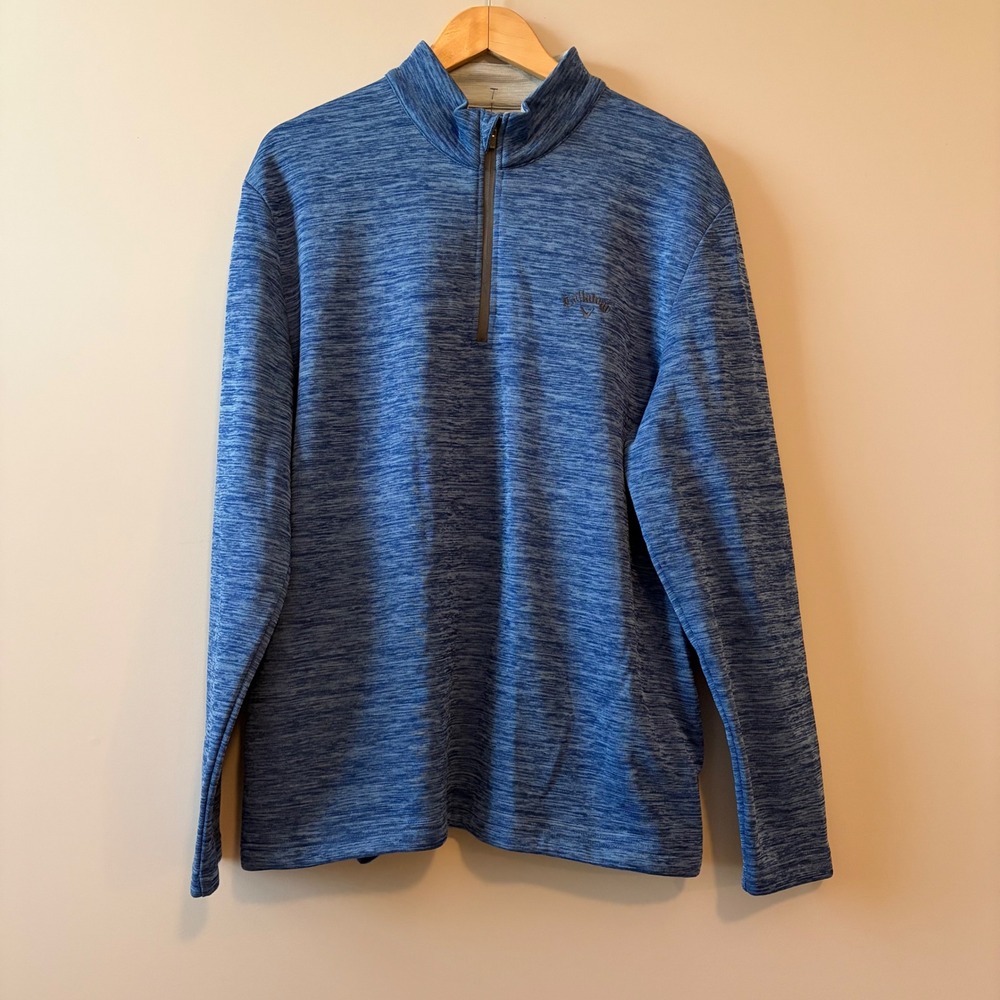 Callaway Mens XL Blue Heather Space Dye Quarter Zip Golf Pullover ST3284